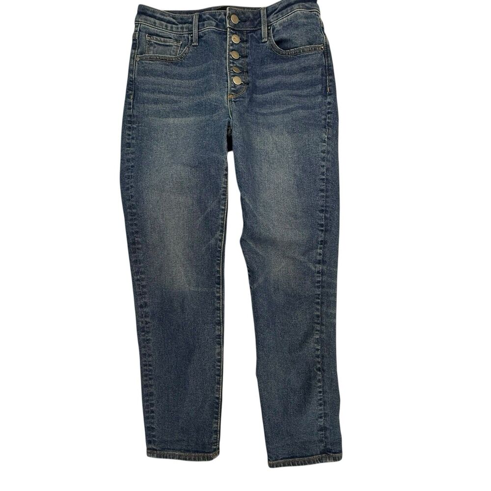 Driftwood Gizelle Tapered Leg Cropped Jeans Women Size 27 Exposed Button Front